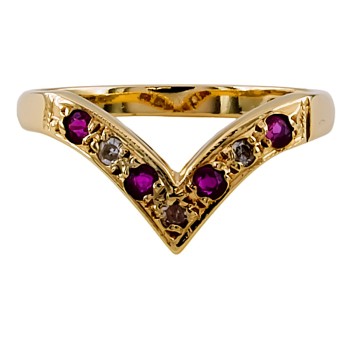 9ct gold Ruby / Diamond Wishbone Ring size N